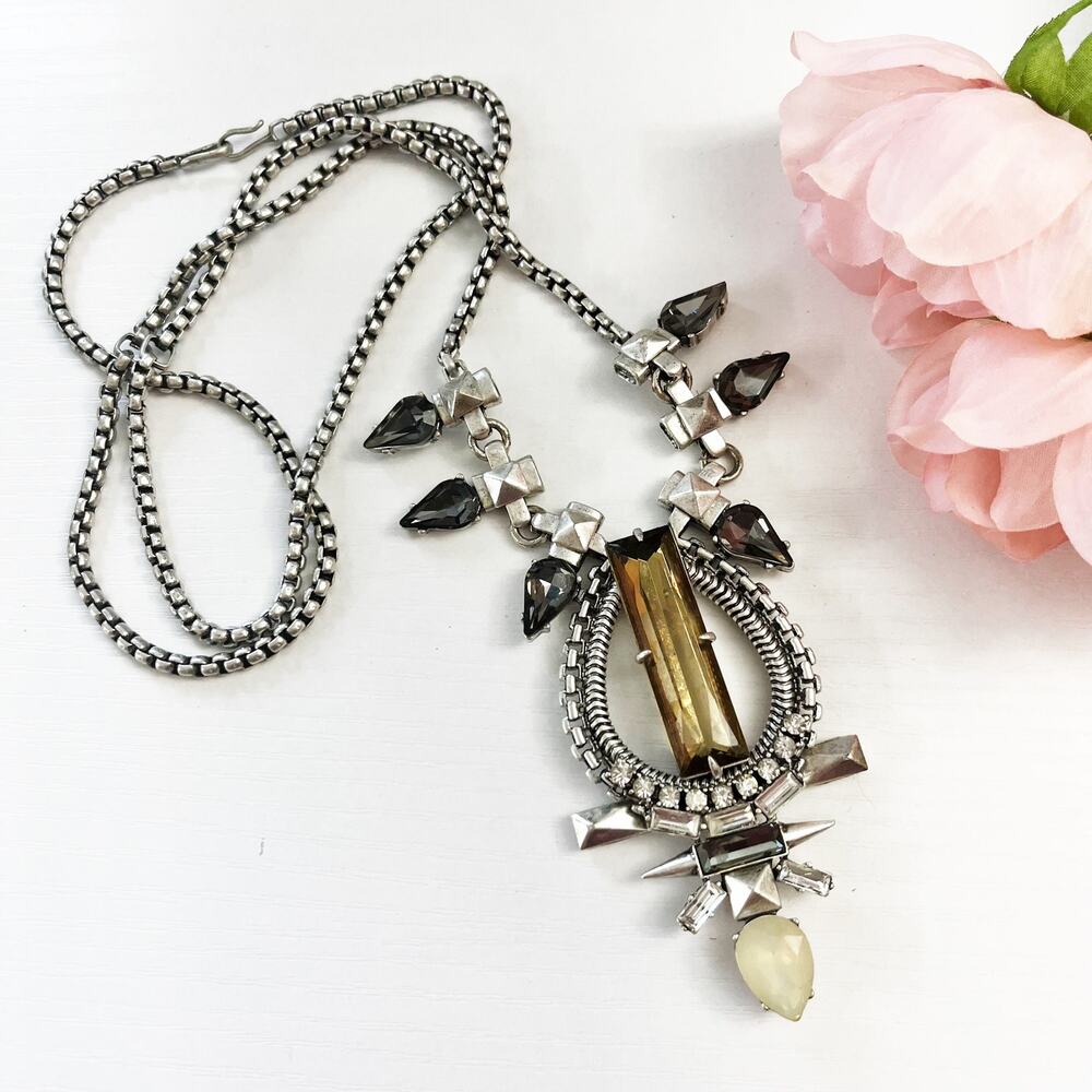 Stella & Dot Eclipse Long Crystal Statement Necklace